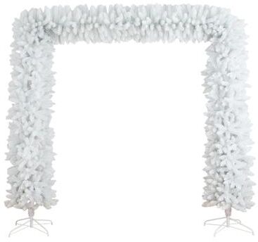 Nearly Natural 8-ft Artificial Holiday White Christmas Pine Archway - Green