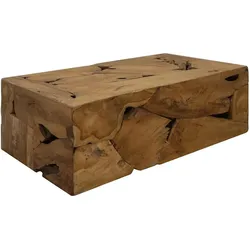 Décoshop26 - Couchtisch im rustikalen Design 90 x 50 x 30 cm echtes braunes Teakholz DEC037221