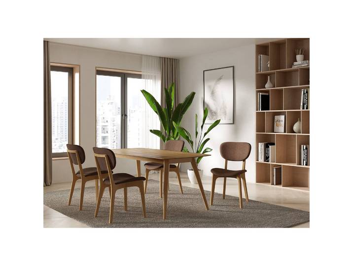 Polsterstuhl Nadir 2er-Set 50 x 88 x 62cm Braun/Tabakbraun Buche Hell