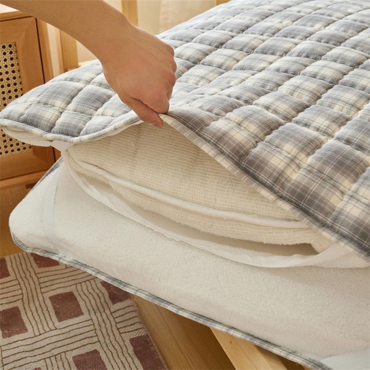 Tatami Matras Japanse Futon Vloermat met dikke katoenvulling in grijs - B/D: 120 x 200 cm