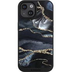 Nivocase Handyhülle für Apple iPhone 15 Hülle NIVOpure Case Schwarz Glitzer Look Marmor Trends (Apple iPhone 15), Smartphone Hülle, Schwarz