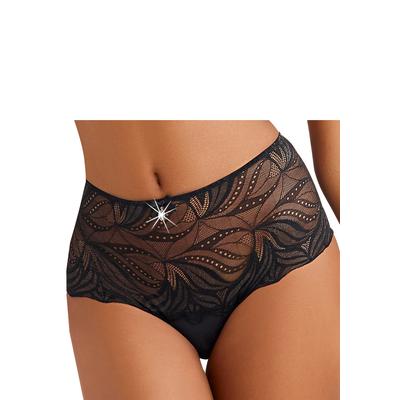 Slip NUANCE BY LASCANA "Taillenslip, High-Waist-Slip, als Dessous-Set kombinierbar", Damen, Gr. 44/46, schwarz, Spitze, Obermaterial: 90% Polyamid, 10% Elasthan, körpernah, Unterhosen Slip, aus schöner Spitze mit hohem Bund, Topseller