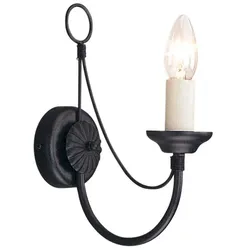 Wandlampe Leuchte Stahl Schwarz H 27 cm 1 Flammig Flurleuchte Kerzenleuchte