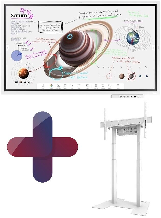 Samsung Flip Pro WM65B Flipchart 165 cm 65 Zoll inkl. Neomounts WL55-/AFP-875WH1 motorisierter Standfüße & Tray CY-TF65BBC LH65WMBWBGCXEN+WL55-/AFP-875WH1
