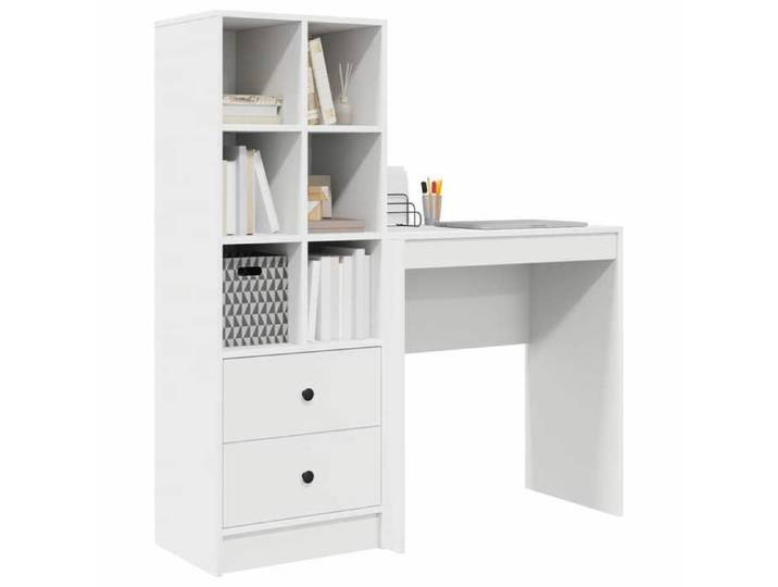 Bureau contemporain - avec tiroir avec étagère avec stockage (2 pcs) - Meuble de Bureau contemporain- Blanc LV38
