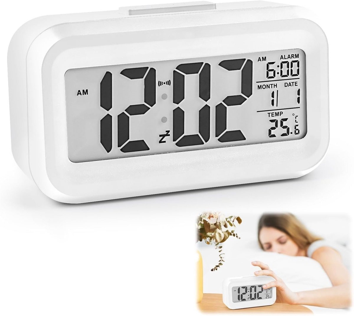 EXCITAT Digitale Wekker met LCD-scherm - Wit - Draagbaar