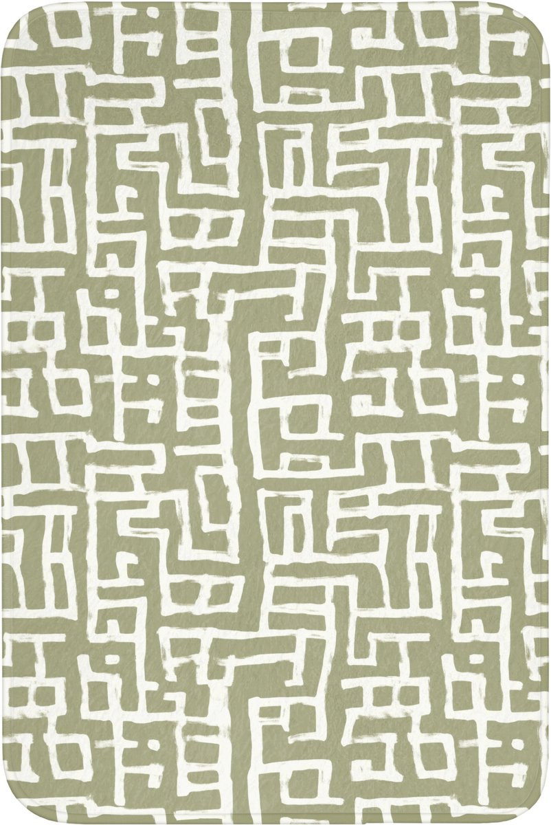 Groene antislip toiletmat met grafisch patroon, 60 x 90 cm