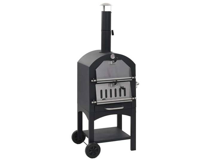 vidaXL Pizzaofen Garten-Holzkohle-Pizzaofen mit Schamottstein, Pizzaofen Gartenofen Smoker Grill Pizza Ofen Gartengrill Pizzastein