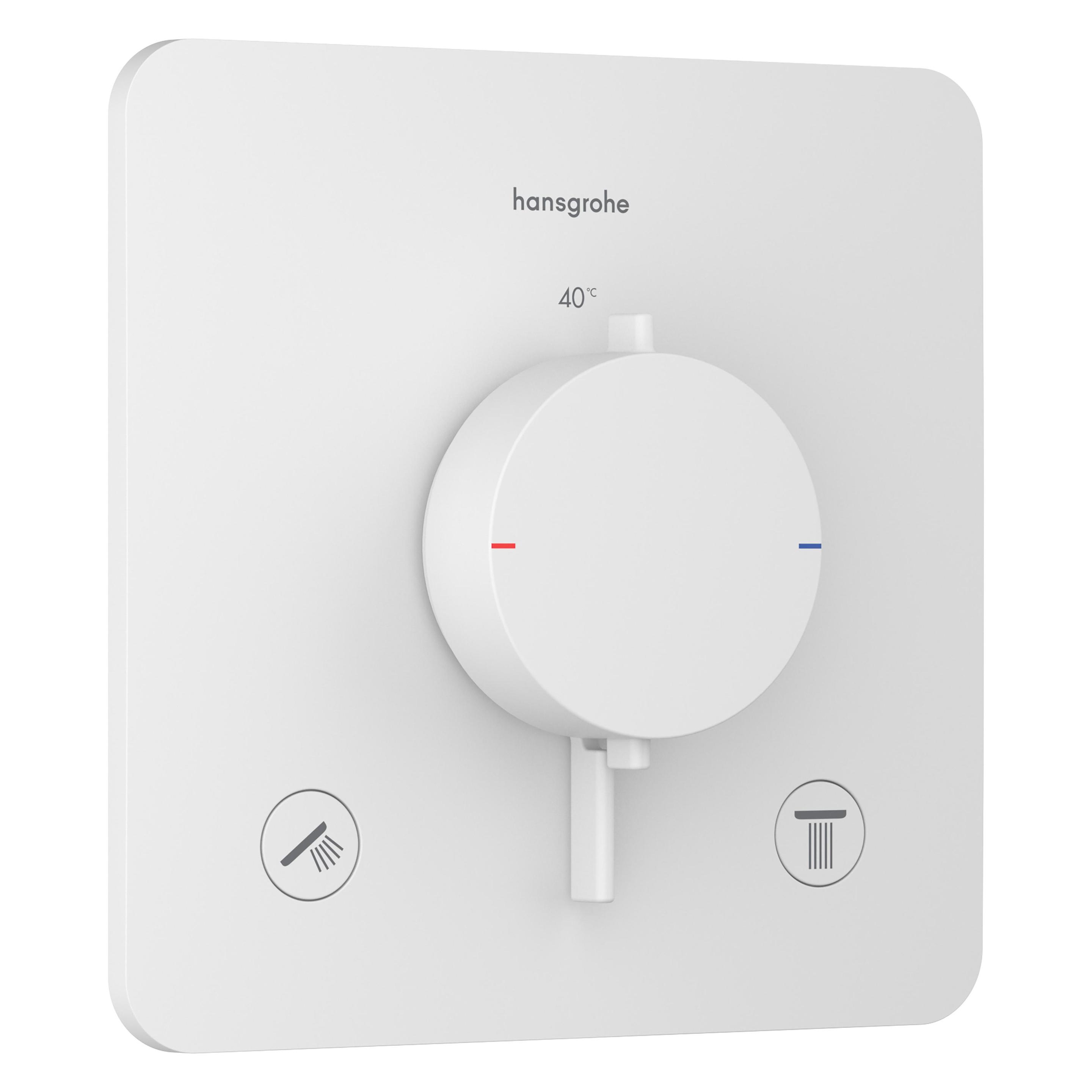 hansgrohe Thermostat mit Sicherheitsstopp, Mengkraan für zwei Funktionen, ultraflaches Design (33713700)