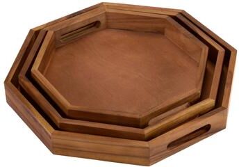 Kalmar Home Set of 3 Octagon Serving Trays - 1 each size