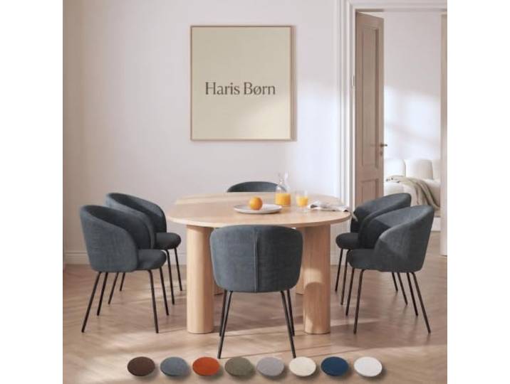 Haris Børn® NØR Esszimmerstühle (8er Set) Grau - Bequeme Polster Esszimmerstühle mit Armlehne - Premium Esstisch Stühle & Wohnzimmer Stühle - Moderne Esszimmerstühle 30 Tage testen