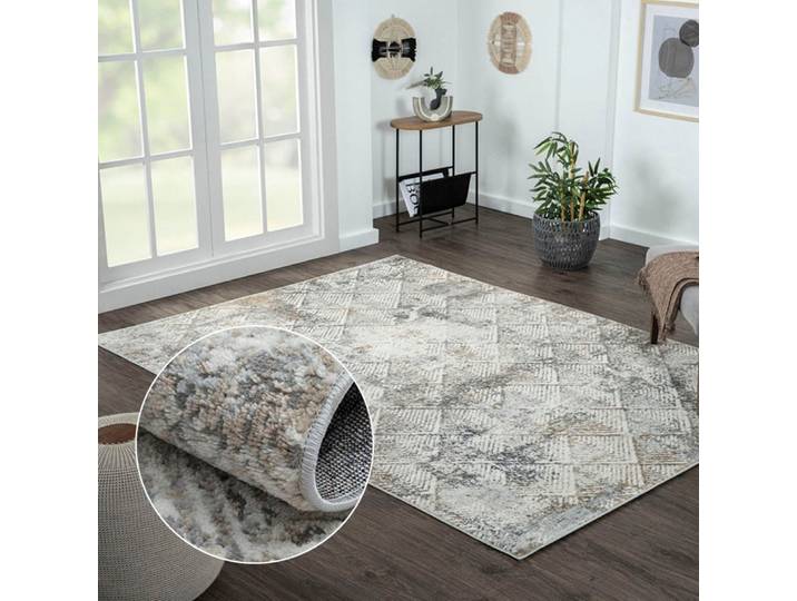 Teppich My Heart , beige (creme, hellgrau, weiß), B:160cm H:8mm L:230cm, Polyester, MYFLAIR MÖBEL & ACCESSOIRES, Teppiche, Teppich, Kurzflor, modernes Design, besonders weich, auch in rund erhältlich