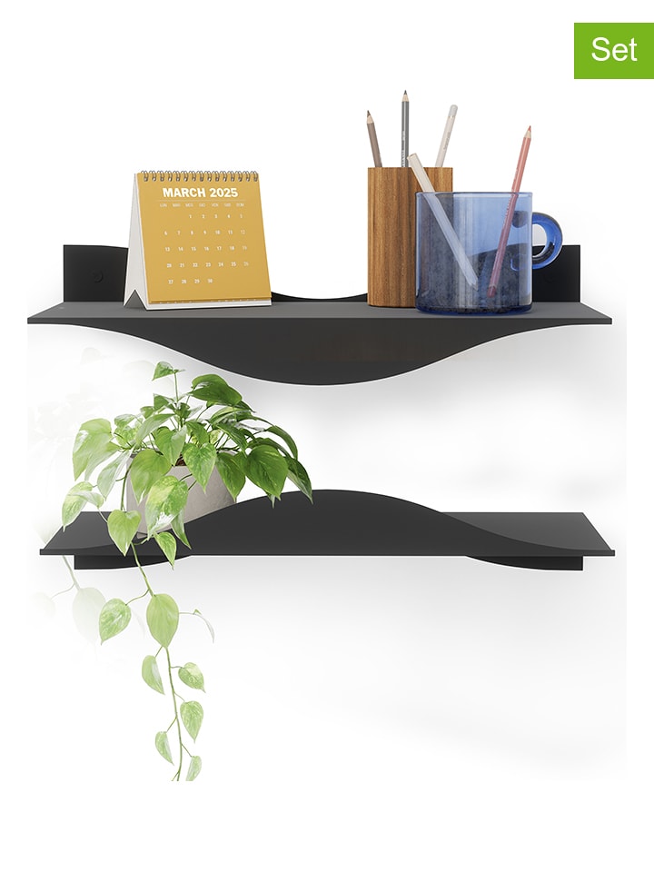 umbra 2er-Set: Wandregale in Schwarz - (B)43,1 x (H)9,9 x (T)17,7 cm - onesize