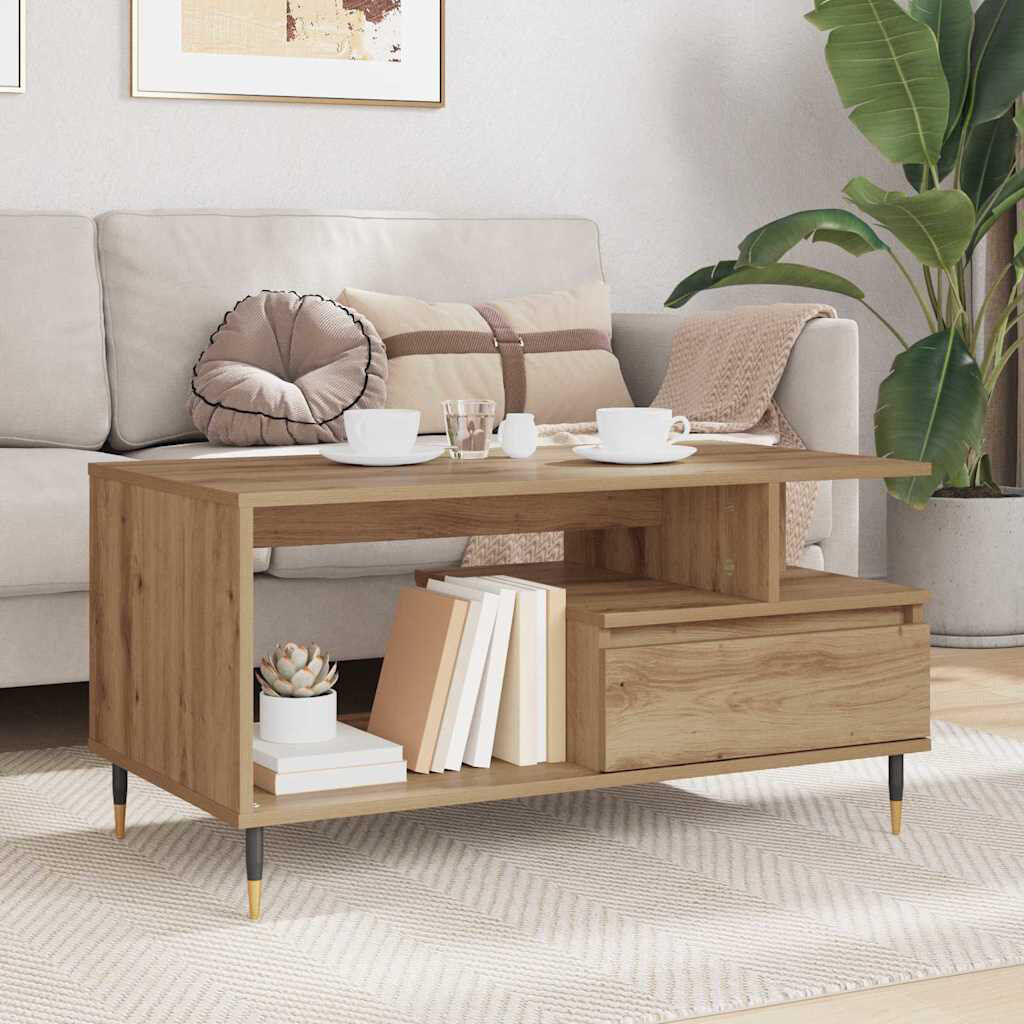 George Oliver Coffee Table with Storage Artisan Oak 45cm H X 90cm W X 49cm D