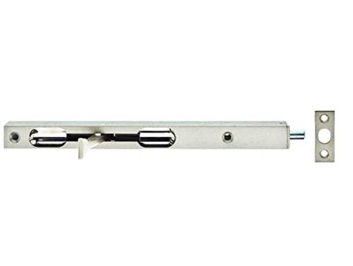 Alberts 126230 Verrou pour chant tubulaire avec levier laqué argenté avec gâche 200 x 17 x 15 mm Ø du boulon 7\,5 mm