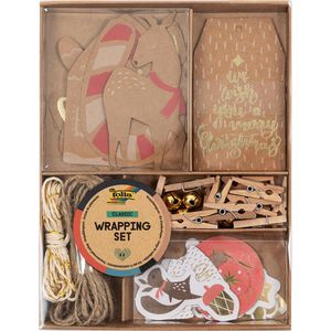 Folia Hängeetiketten Geschenkanhänger-Set Classic, aus Kraftpapier, braun, 44-teilig