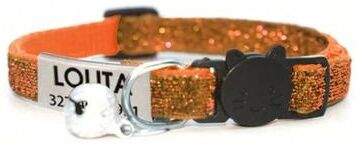 Uplift Treasures Customized Glitter Cat Collar With Bell orange