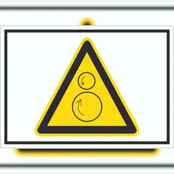 HB-Druck Achtung Gegenläufige Rollen Symbol Aufkleber A8 (52x74mm)