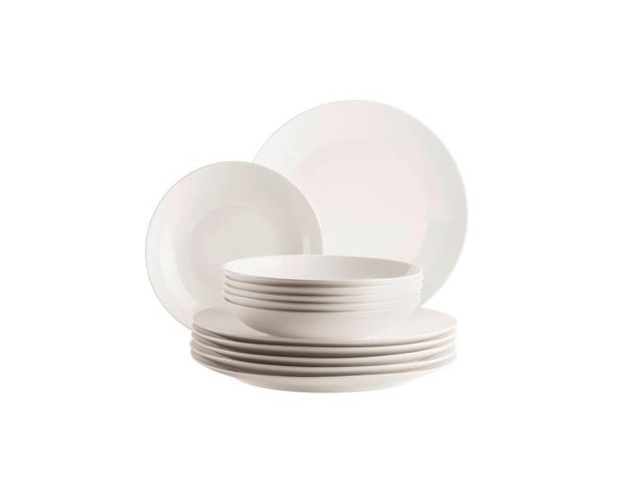 Mäser Tafelservice, Weiss, Keramik, 12-teilig, Geschirr, Geschirr-Sets, Tafelservice