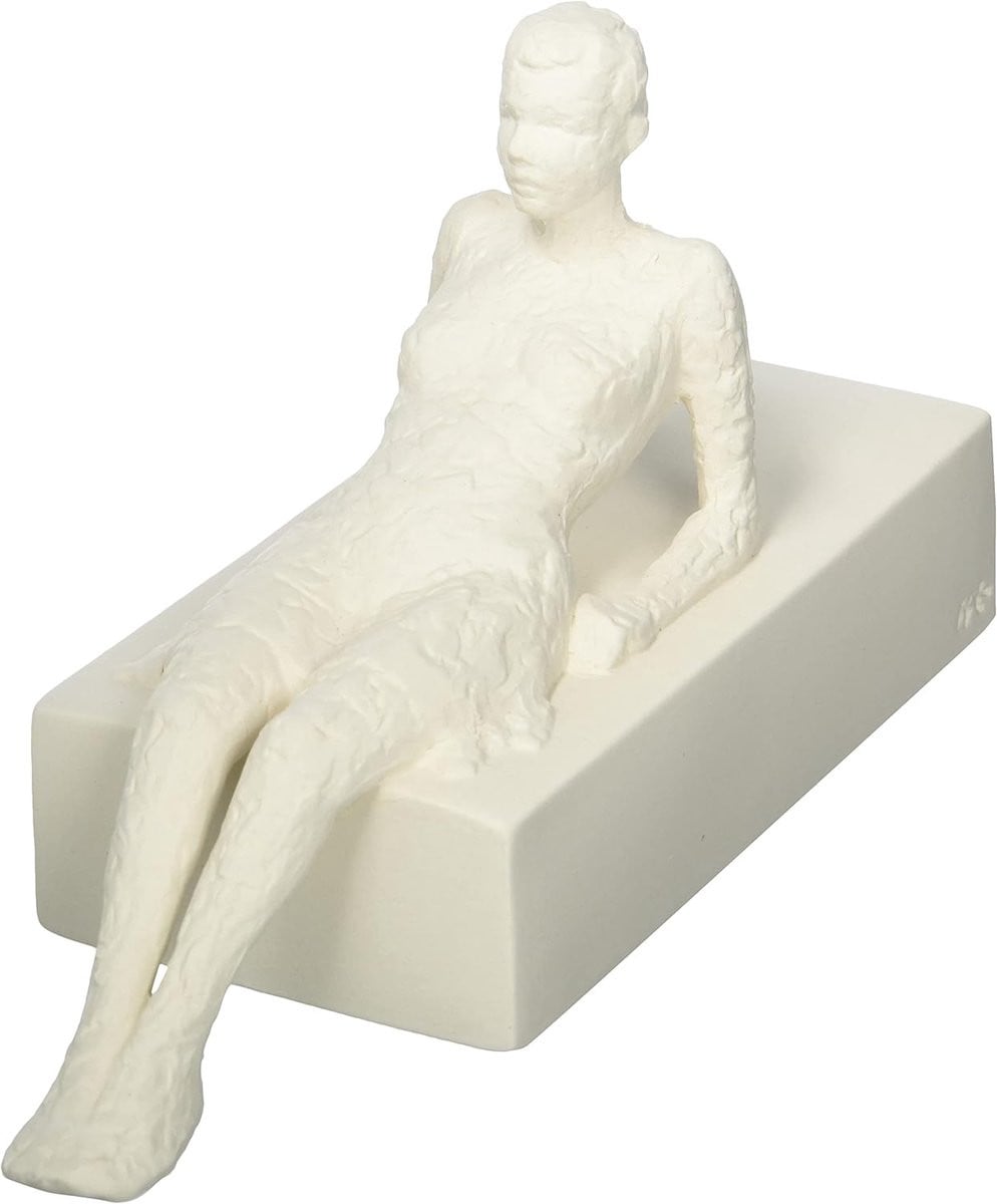 Attentieve Figuur Decoratieve Sculptuur van Ongeglazuurd Keramiek in Multicolor, Hoogte: 24 cm