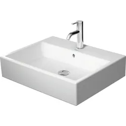 Duravit Vero Air Aufsatzbecken 60x47cm, mit Überlauf, mit Hahnlochbank, 1 Hahnloch, geschliffen, glasierte Rückwand, 2352600000, Farbe: Weiß