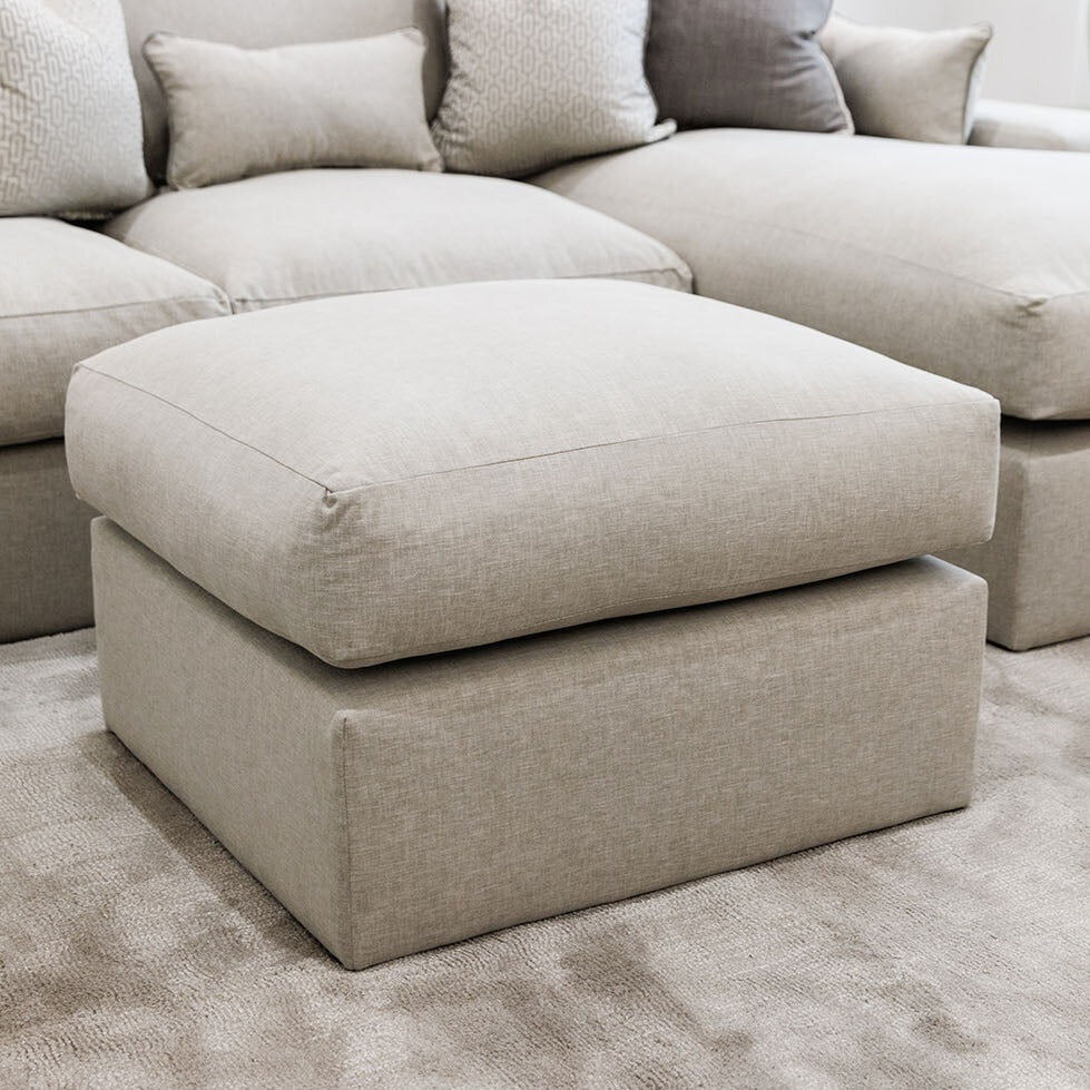 Tribeca Ash Greige Medium Footstool