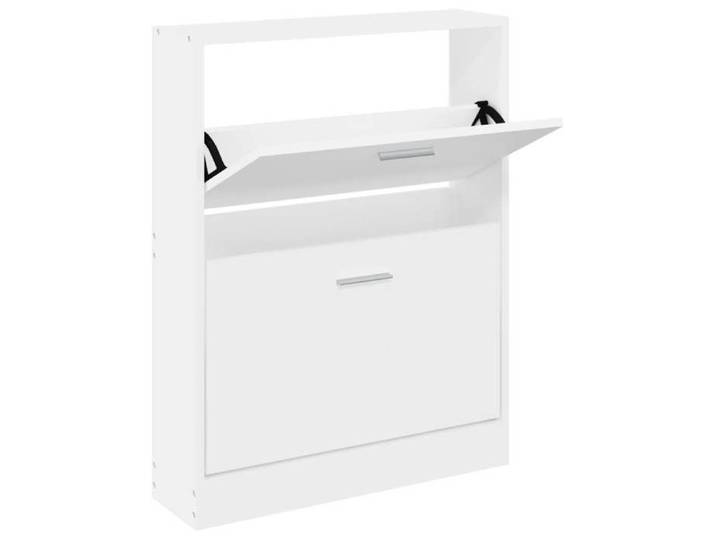 Bonne qualité - Armoire à chaussures - BONNIE - Commode à chaussures Blanc 59x17x81cm - Bois d'ingénierie - Meuble d'entrée Coffre