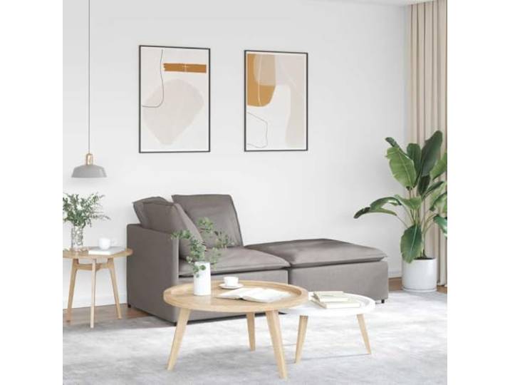 LPERTGFHU Modulares Sofa mit Fußhocker & Kissen, Stoff Sitzmöbel Taupe Metallrahmen für Stabilität, Anpassbar für jede Raumaufteilung, Pflegeleicht