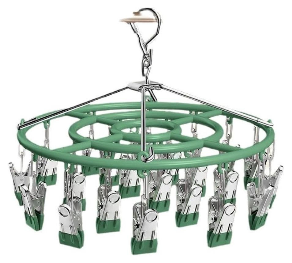 Merkloos Metalen Droogrek met 24 Clips voor Kleding