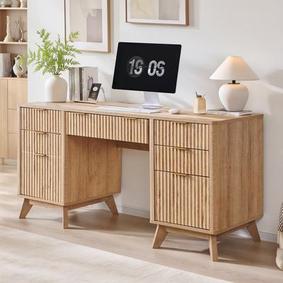 afulyperfllc Modern Executive Desk with Charging Station, Home Office Computer Desk