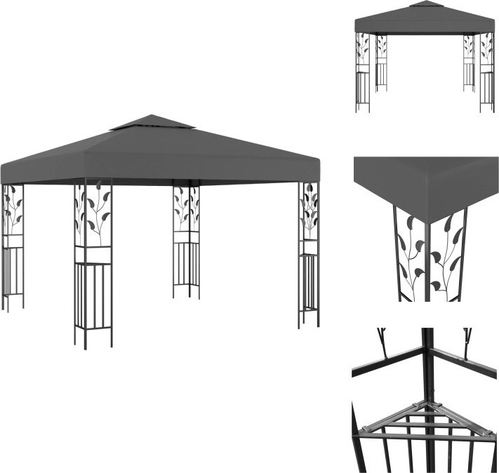 vidaXL Paviljoen 3x3 meter, antraciet