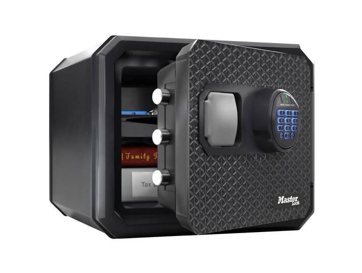 Master Lock Coffre fort à serrure avec combinaison électronique - Anti-feu et étanche - Format L de 22,9 L - Noir