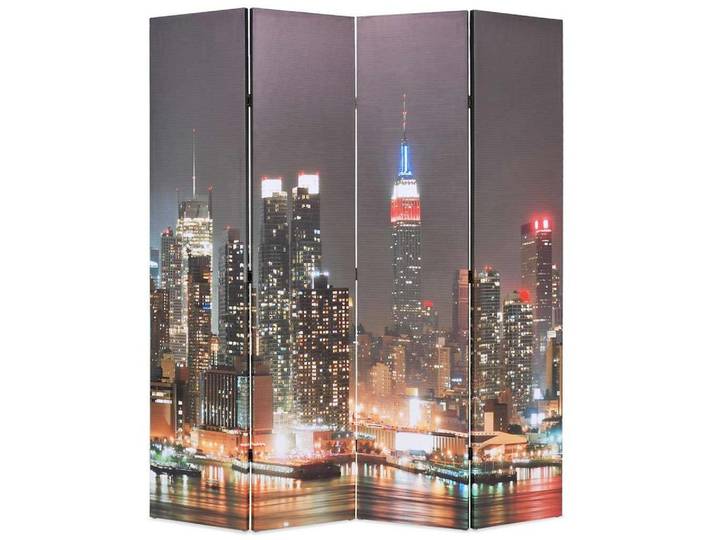 vidaXL Raumteiler Raumteiler klappbar 160 x 170 cm New York bei Nacht, 1-tlg., Raumteiler klappbar 160x170cm New York bei Nacht Paravent Trennwand