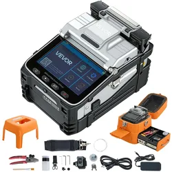 VEVOR Glasfaser-Spleißgerät LWL-Spleißgerät 6 Motoren 0,2μm Kernausrichtung, Fusionsspleißgerät mit VFL OPM für SM MM DS NZDS, 6s Spleißen, 15s Heizung, 5 Zoll Touchscreen, 3-in-1 Faserhalter, 7800mAh