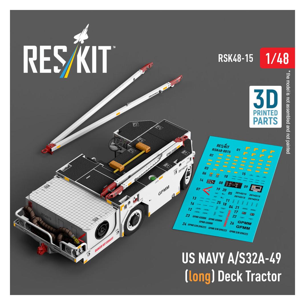 ResKit US NAVY A/S32A-49 (long) Deck Tractor (3D Printed model kit) (RSK48-0015)