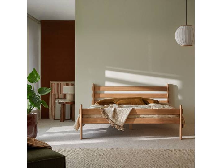 Bett aus massivem Kiefernholz 160 x 200 cm - Natur - Pine