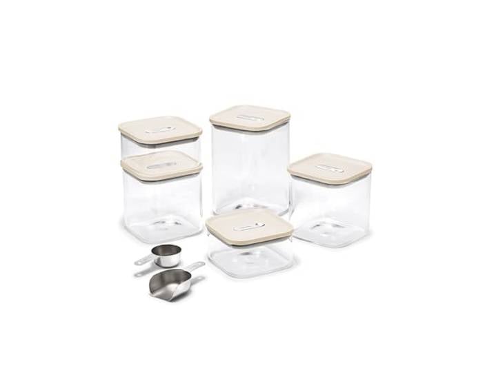 Caraway 14 Stück Glas Frischhaltedosen Luftdicht mit Deckel - Ungiftige, BPA-freie Vorratsdosen Küche - Stapelbare, platzsparende luftdichte Behälter für Trockenwaren und mehr - Creme