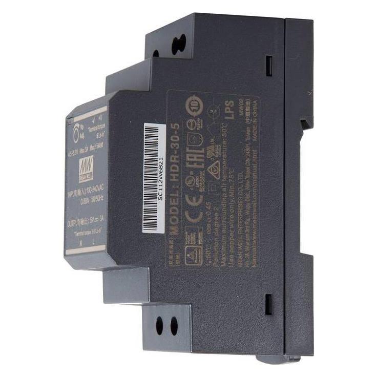 MeanWell Industrie-Netzteil - 1 Ausgang - Hutschienenmontage - 30 W - 5 V - 3 A (HDR-30-5)