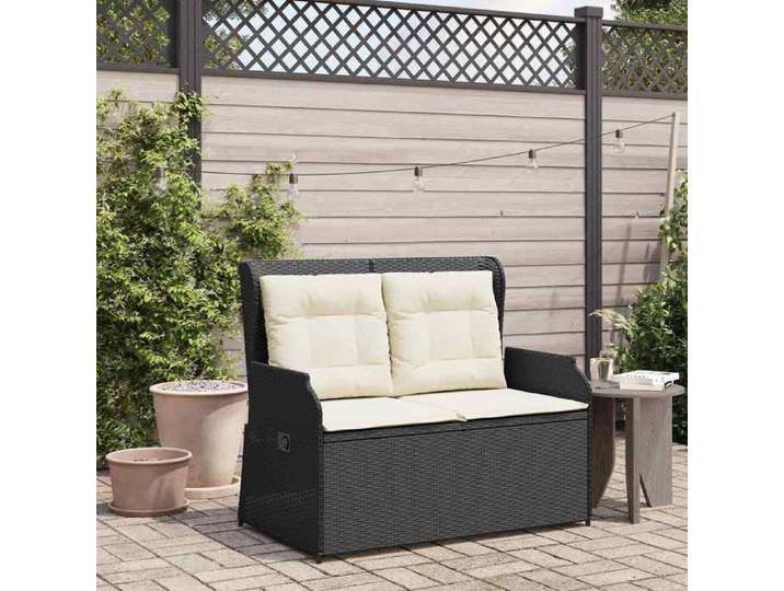 VIDAXL Banc de jardin( 1 pc) - Banquette - Noir polyrotin 110x67x95 cm M12346