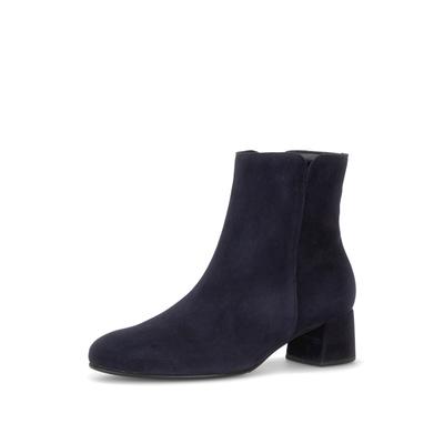 Stiefelette GABOR, Damen, Gr. 39, Textil, blau (dunkelblau), Ziegenveloursleder, unifarben, Schuhe Stiefelette, Blockabsatz, Ankleboots mit praktischem Reißverschluss, schmale Form