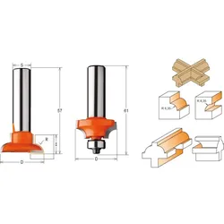 CMT HW Spezialfräser für Fenster und Türen-Set (2 teilig) - d = 30 mm; D = 31,7 mm; R = 6,35 mm; S = 8 mm - C955.302.11