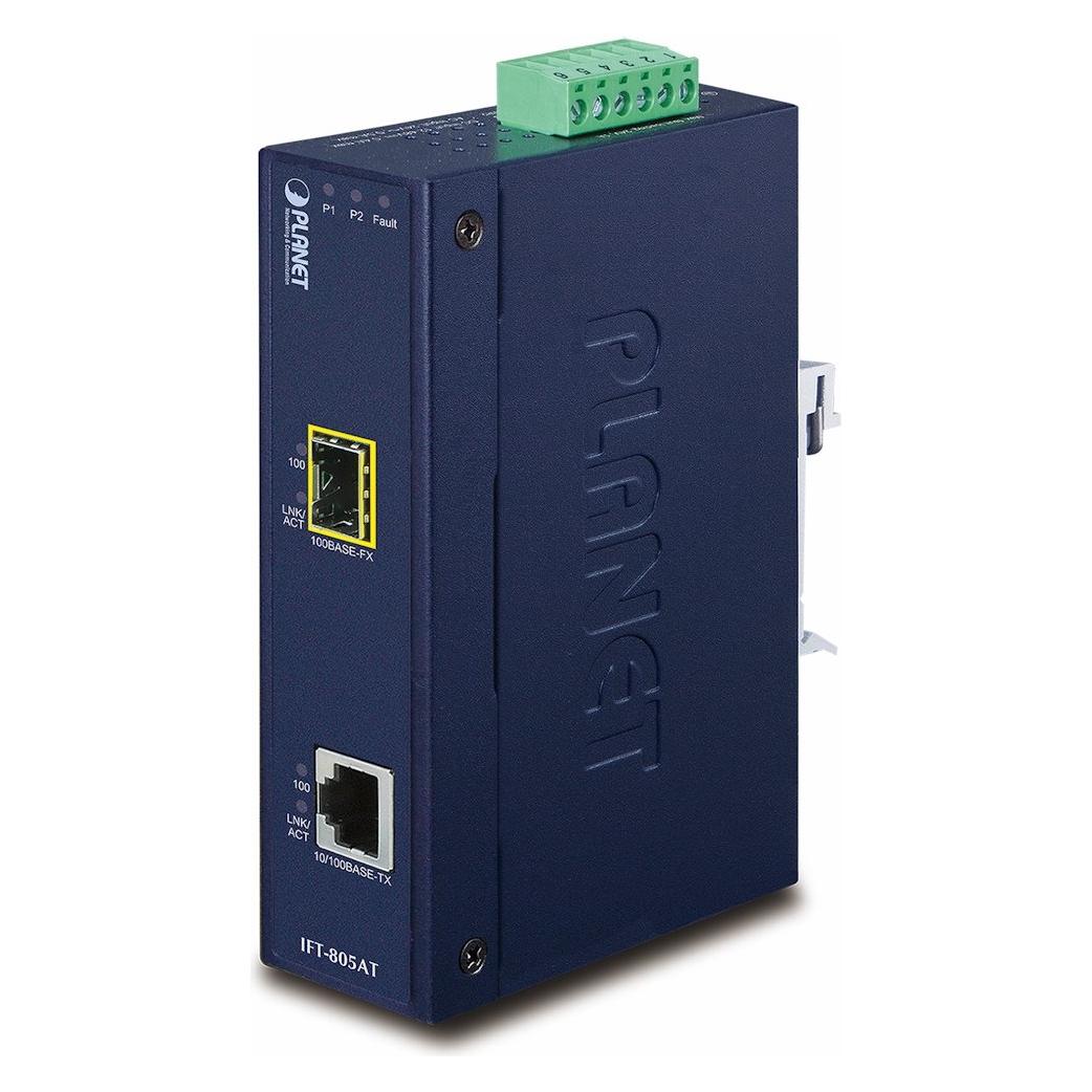 Planet 10/100Base-TX to 100Base-FX Industrial Media Converter + Wide Operating Temperature (IFT-805AT)