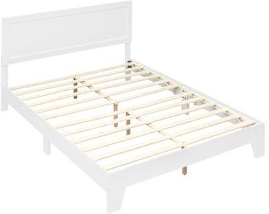 Costway Queen Size Modern Bed Frame with Headboard-White