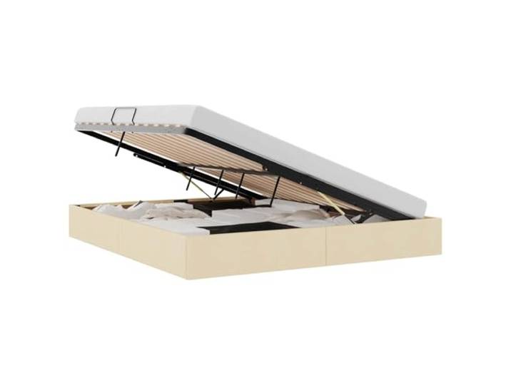hliofuir Ottoman Bettgestell mit Stauraum Creme 160x200 cm Hydraulisches Polsterbett im modernen Design mit integriertem Bettkasten fuer das Schlafzimmer, stabil bis 280 kg.