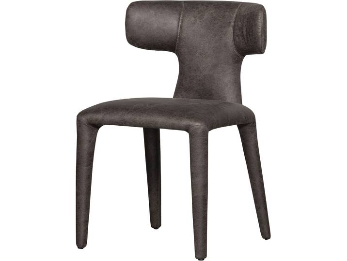 Esszimmerstuhl WOOOD Permit aus Kunstleder komplett gepolstert H 78 x B 52 cm , grau (schwarz), B:52cm H:78cm T:53cm, Stoff, Stühle, Esszimmerstuhl, 4-Fuss-Gestell, gepolstert, H 78 cm x B 52 cm