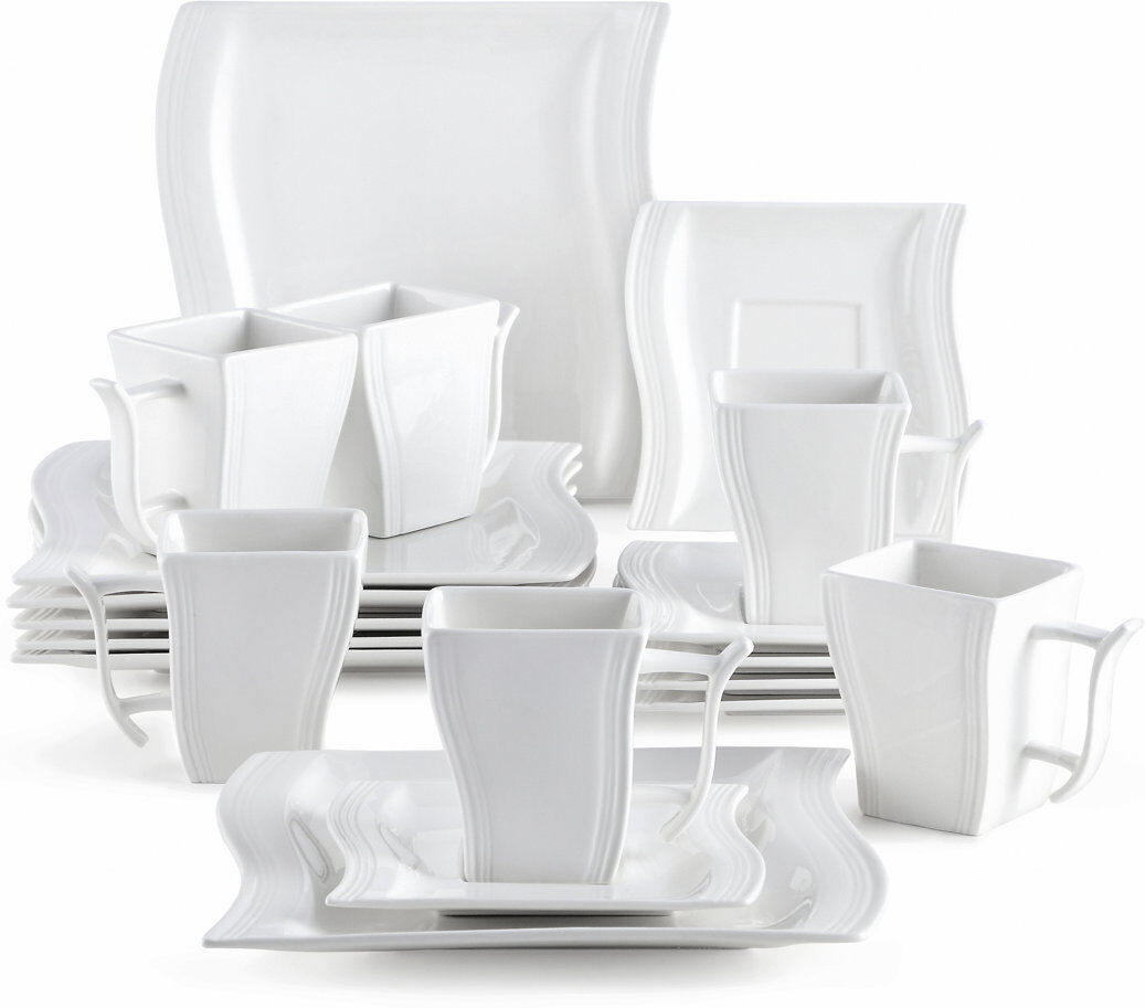 MALACASA 18 Piece Dessert Set, Service for 6 Ivory;White 18