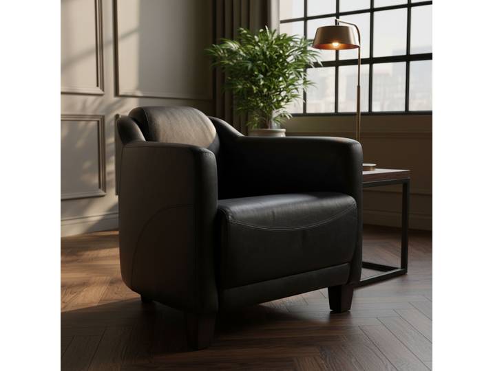 Fauteuil Club Gentleman en Cuir - Noir