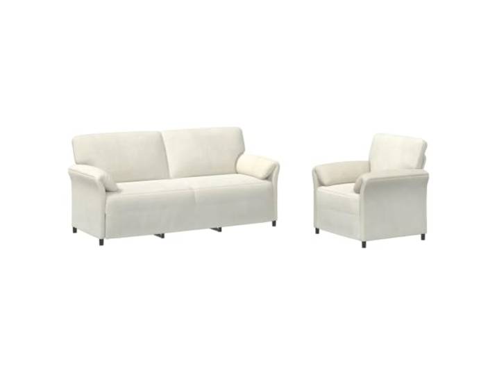 PUGYNBK Modernes Sofa aus cremefarbenem Samt, 2 Stück mit Metallrahmen Saubere Linien, geschwungene Armlehnen, Schaumstoffpolsterung, einfache Montage, Pflege mit trockenem Tuch