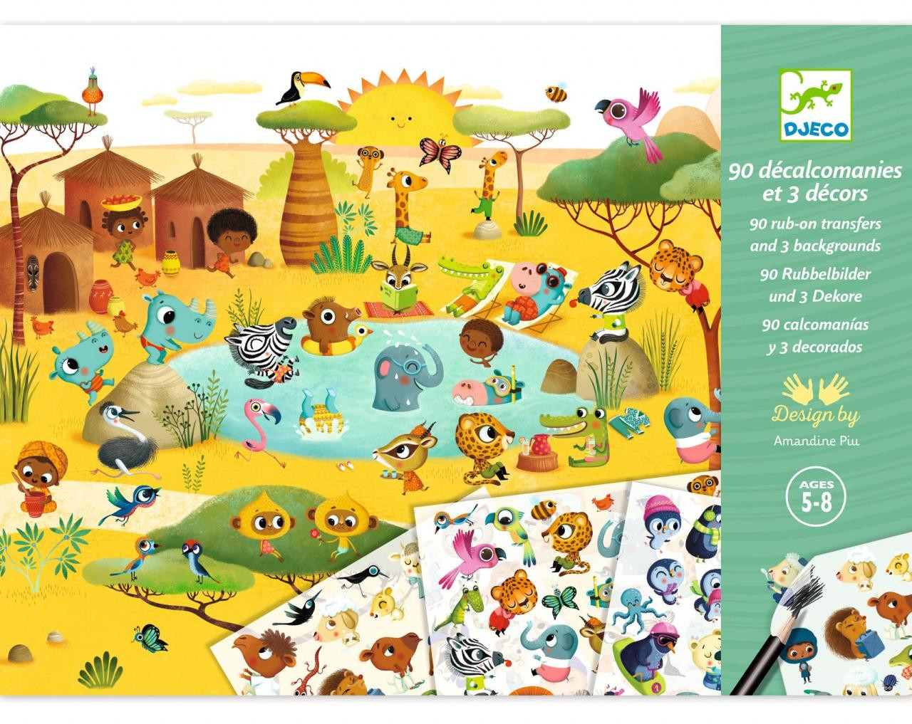 Djeco Creatief stickerboek Savanna, woestijn en Noordpool