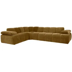 Ecksofa Mojo aus Flachcord, modern und flexibel, honiggelb, links, bequeme Armlehnen